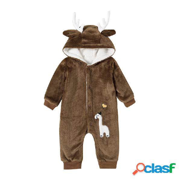 Alces do bebê com capuz mangas compridas casuais engrossar