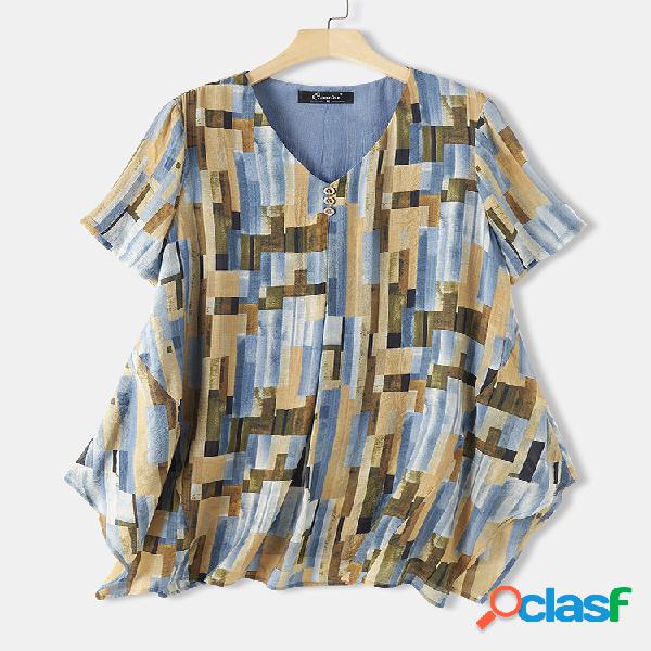 Blusa assimétrica com decote em V Plus