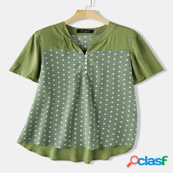 Blusa assimétrica com decote em V com decote em V Plus