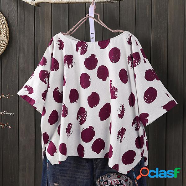 Blusa de bolinhas com decote em O Plus