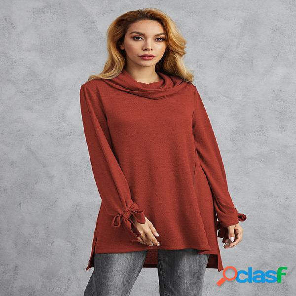 Blusa de gola alta de manga comprida de bandagem para