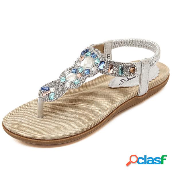Bohemia Bead Rhinestone cristal clip dedo do pé elástico