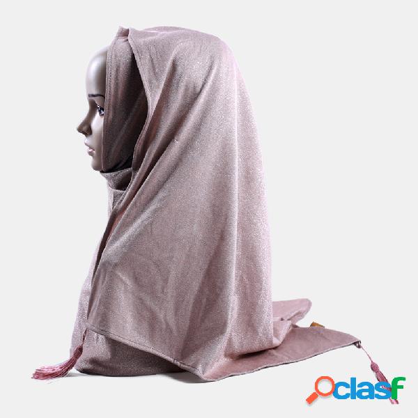 Bolha de cor sólida cachecol de malha hijab muçulmano