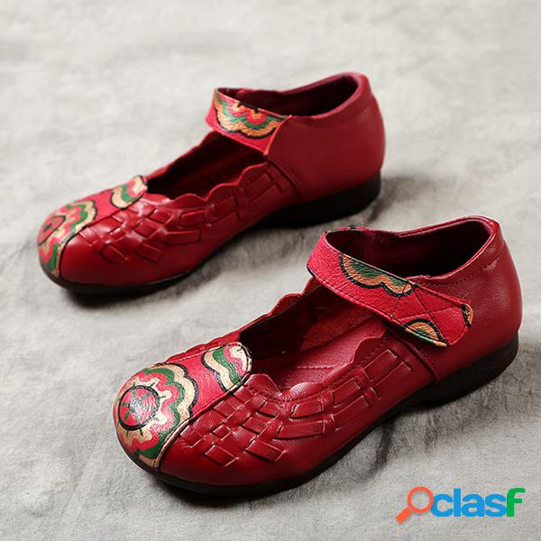 Calçados de Velcro Vintage Estampados Planos Suaves