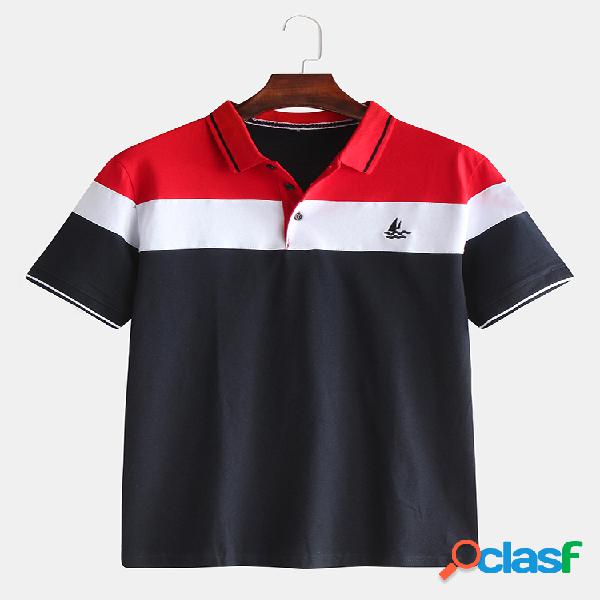 Camisas de golfe casuais básicas de retalhos de algodão