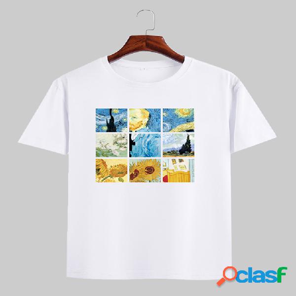 Camisetas com estampas engraçadas Kuso Van Gogh Óleo para