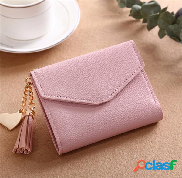 Carteira Pequena Curta Feminina Cor de Doce com Tassel