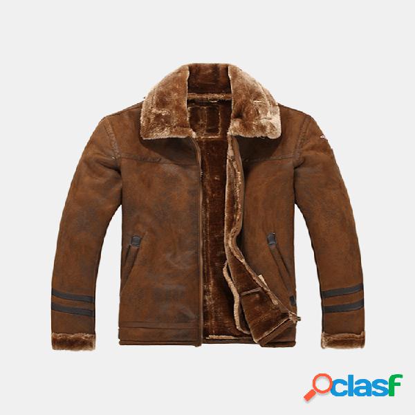 Casual Moda Espessar Fleece Boomber Sherpa Chamois Casaco de