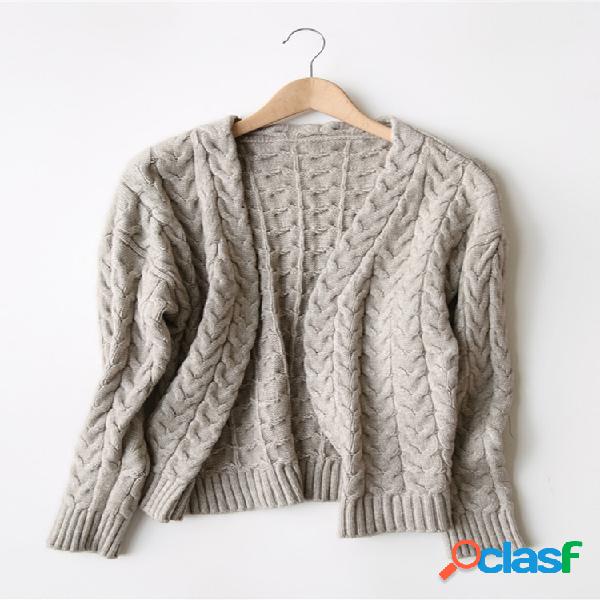 Casual Pure Color Knitted Cardigans For Women