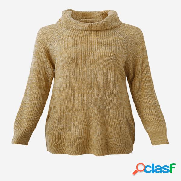 Casual Solid Color Turtleneck Camisolas para mulheres