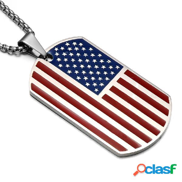 Clássico de Aço Inoxidável Da Bandeira Americana Pingente