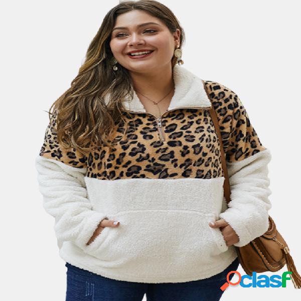 Colar com abertura de retalhos com estampa de leopardo Plus