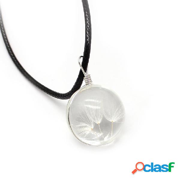 Crystal Glass Ball Dandelion Pendant Colar de corrente de