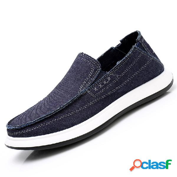 Deslizamento leve de lona lavada para homem em sapatos para