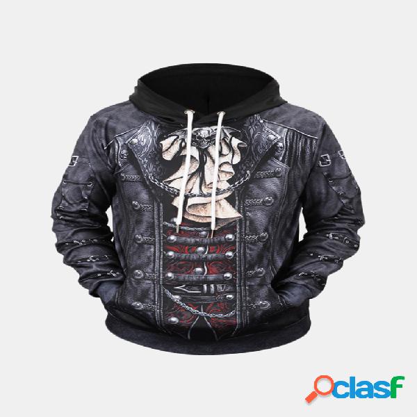 Digital 3D Impressão Hoodies Com Cordão Confortável