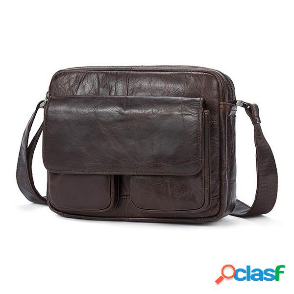 Ekphero Couro Genuíno Ombro Bolsa Retro Lazer Crossbody
