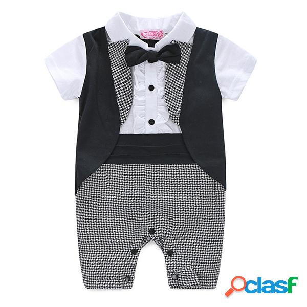 Estilo formal Suit Baby Boy Romper com gravata bebê