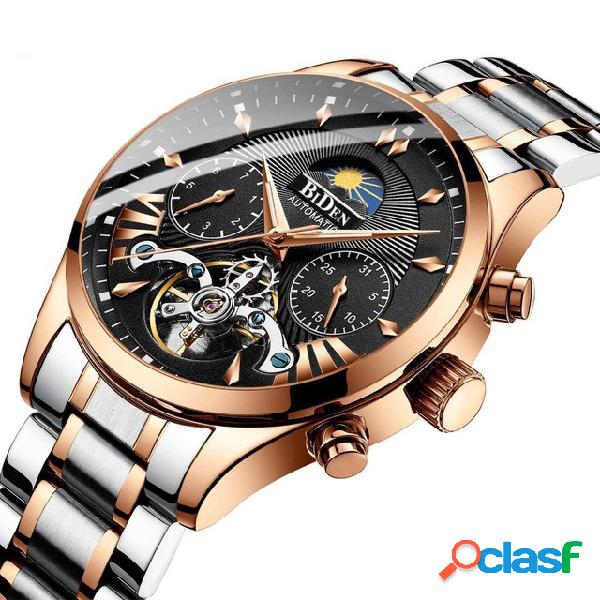 Fase da Lua Automática Mecânico Assista Men Multifunction