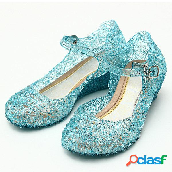 Frozenly Elsa Princess Crystal Hole Sandals Girls Cosplay