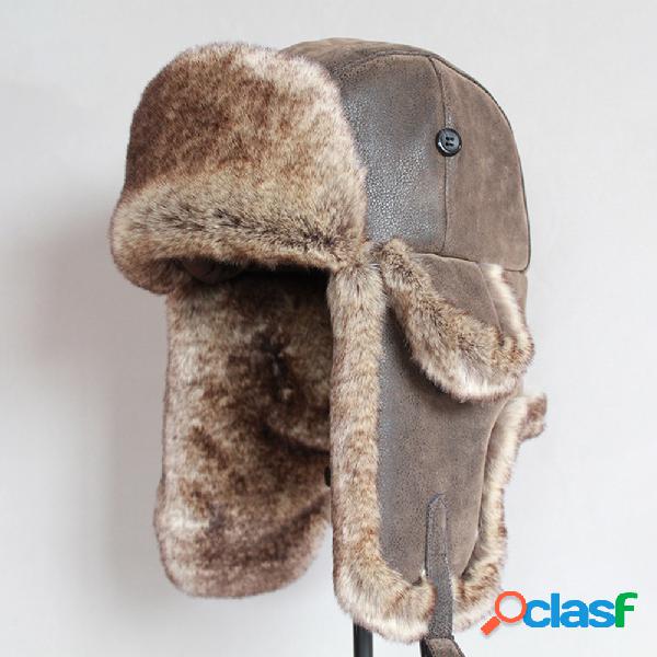 Furclothing Retro earmuffs quentes russo Chapéu Caçador