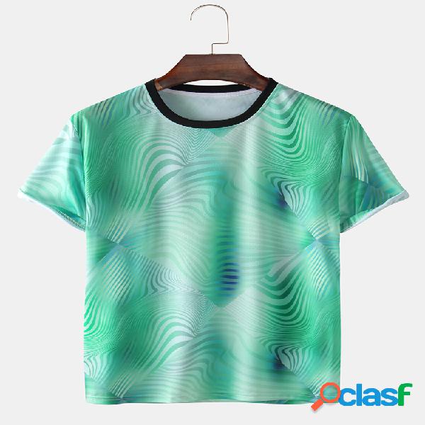 Homens 3D Gradient Impresso Casual Sports T-Shirt