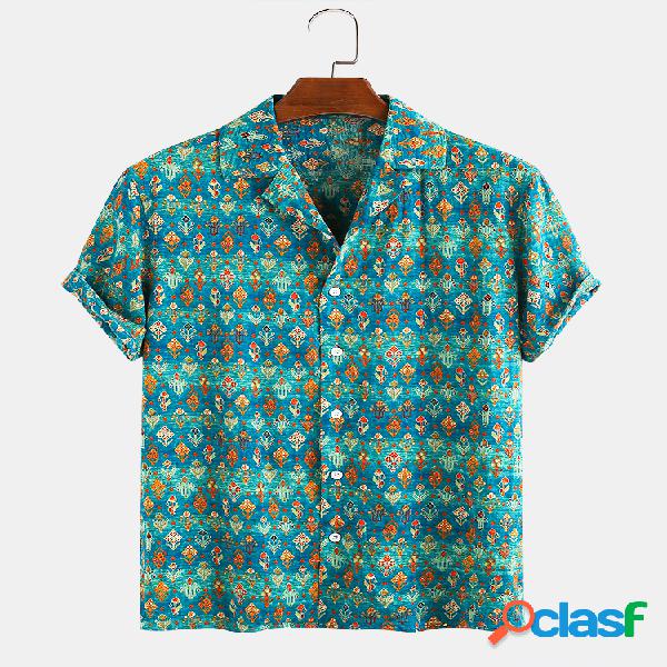 Homens 65% Algodão Étnico Abstrato Padrão Holiday Casual