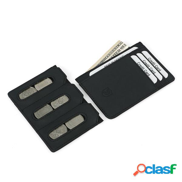 Homens Couro Genuíno RFID Suporte de cartão antimagnético