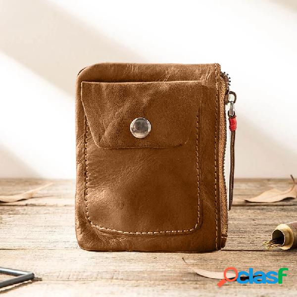 Homens Couro Genuíno Vintage Key Bolsa Coin Purse