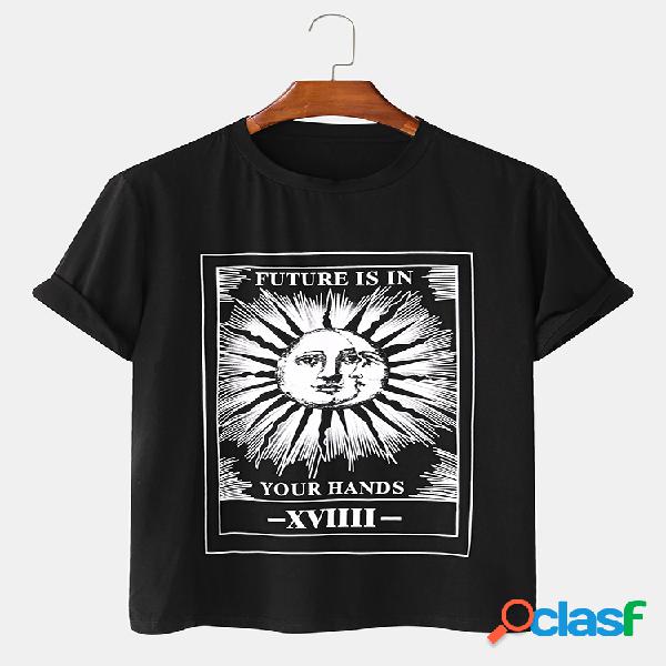 Homens Fun Sun God Print Casual Home Camiseta