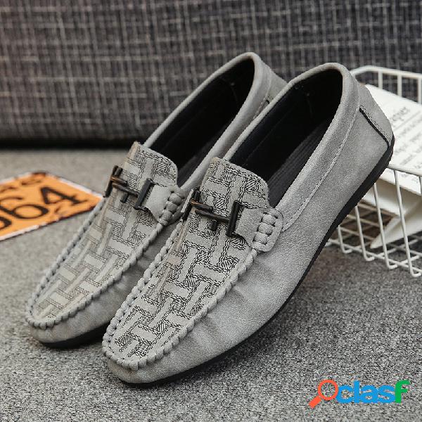Homens Impresso Moc Toe Flat Soft Slip On Casual Loafers