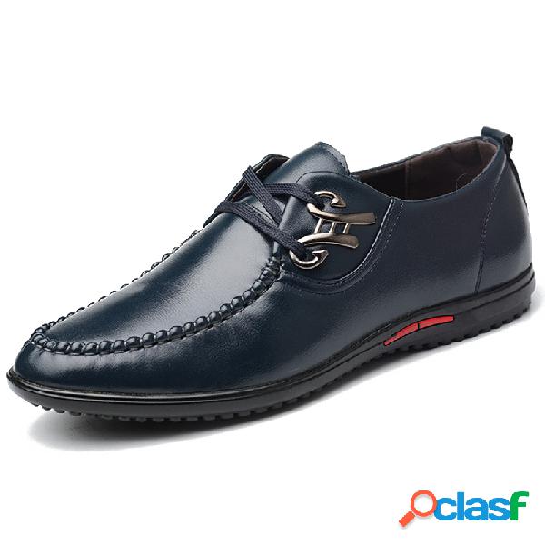 Homens Mão Costura Non Slip Metal Buckle Casual Sapatos De