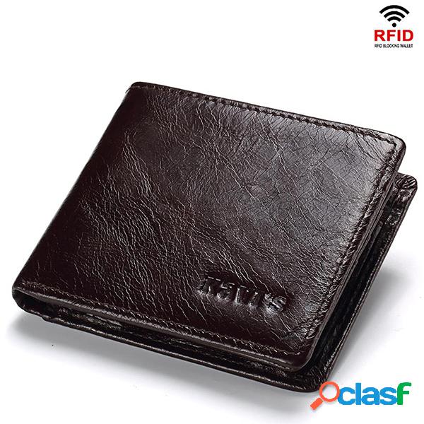 Homens RFID Carteira 10Cards Bolsa Casual Couro Genuíno