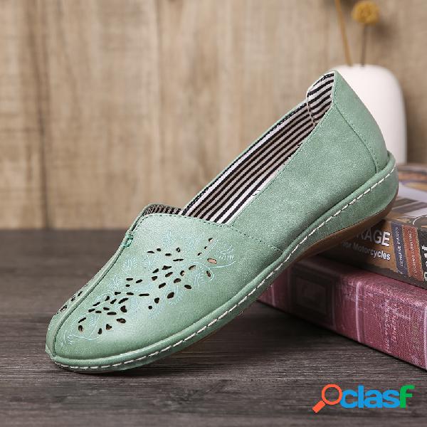 LOSTISY Mulheres Mão Stricing Hollow Confortável Retro