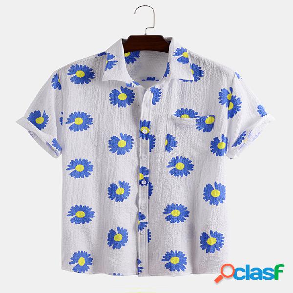 Little Daisy Print Holiday Casual Camisa