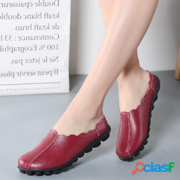 Loafer Confortável Suave Plano Sem Cadarço Sem Costas
