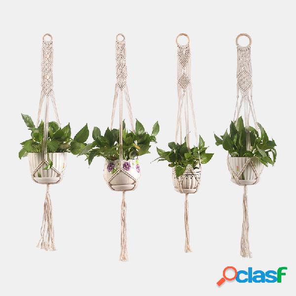 Macramé feito à mão Planta cabide Planta Suporte Flor /