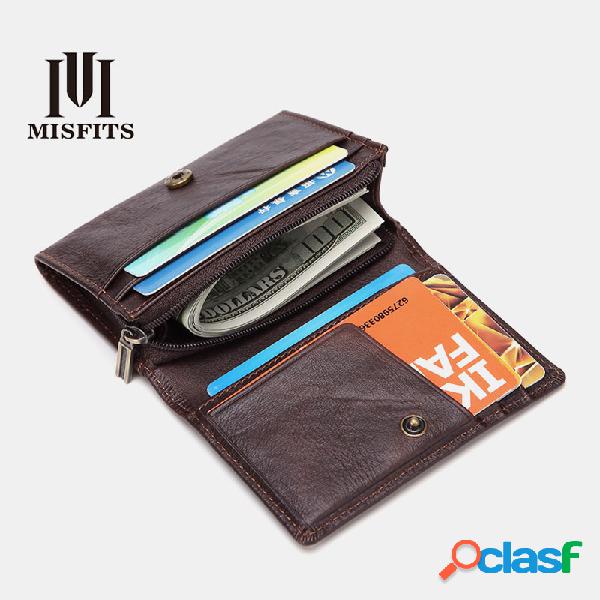 Men Couro Genuíno Casual Carteira Zipper Coin Purse