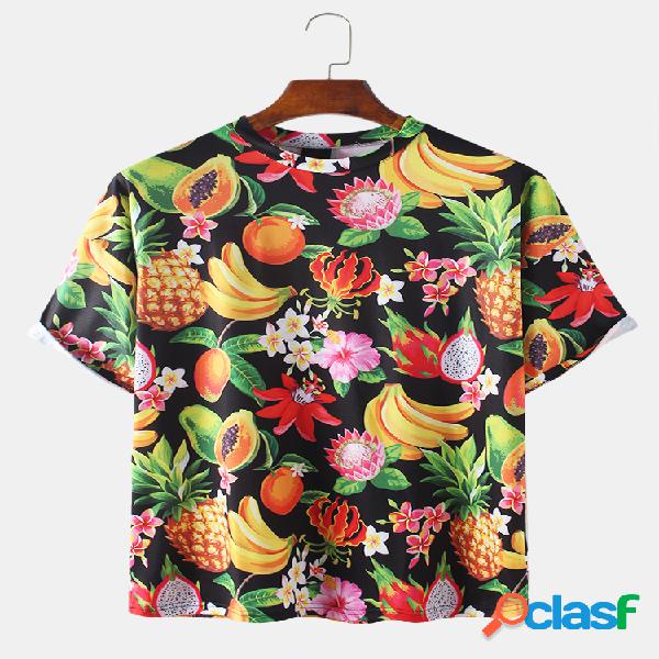 Men Fruit Print Casual Camiseta