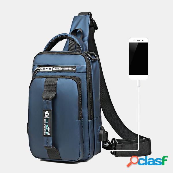 Men Multi-Carry USB Charging Waterproof Outdoor Chest Bolsa