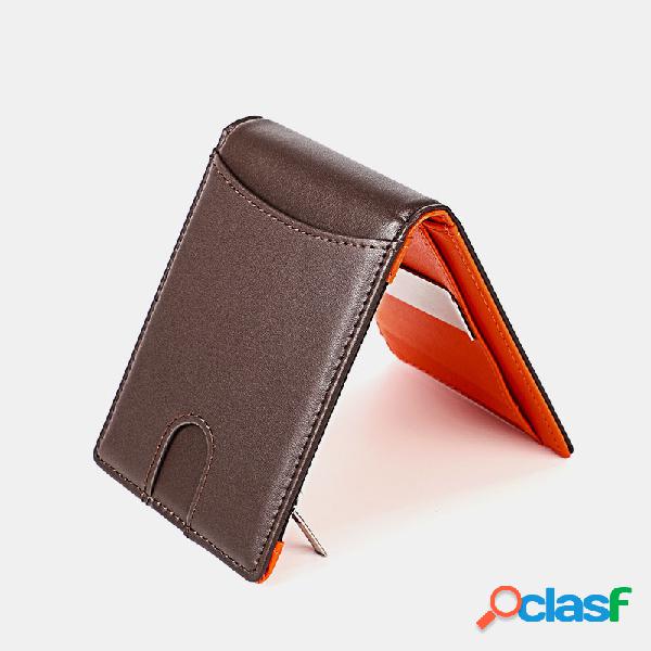 Men RFID Antimagnetic Couro Genuíno Titular do cartão de