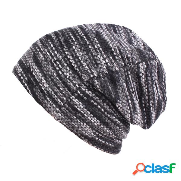 Men Waves Stripe Print Beanies Chapéu Casual Windproof Warm
