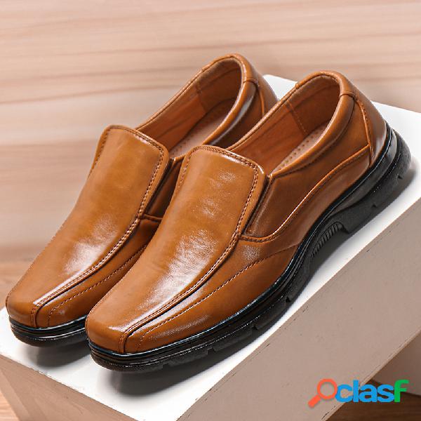 Menico Homens confortáveis mocassins de couro deslizam
