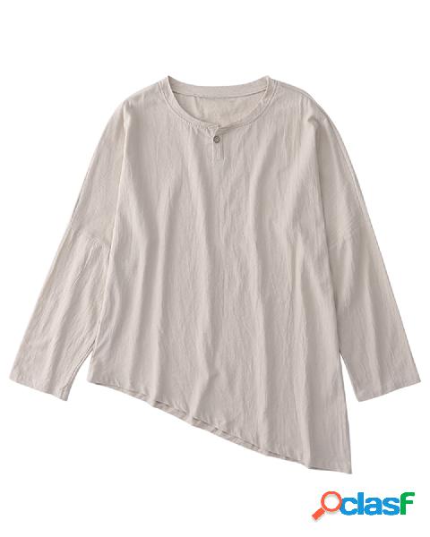 Mens Breve Estilo Solid Color Linen respirável Hem Hemley