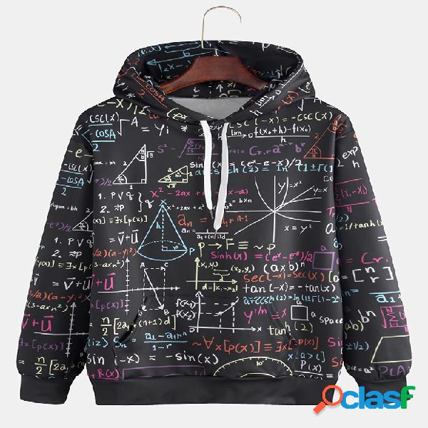 Mens Cool Graffiti geométrica impressão abstrata Hoodies