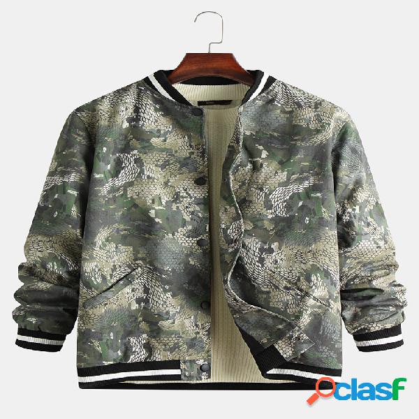 Mens Cool Snake Padrão Impresso Baseball Collar Double