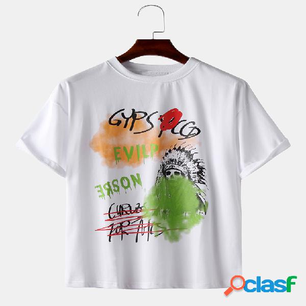 Mens Cotton Funny Graffiti Character Print Camisetas