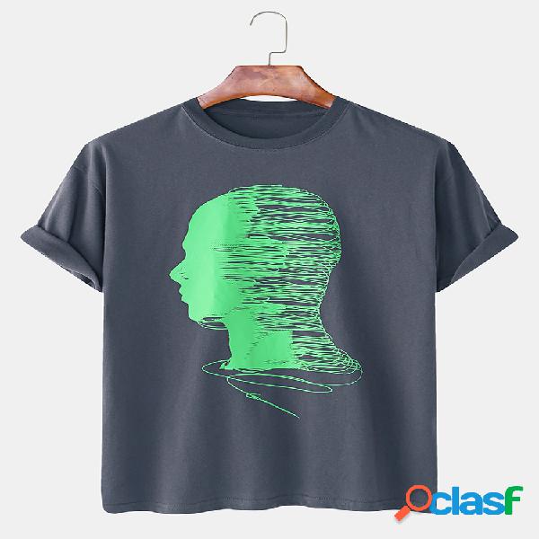 Mens Cotton Respirável Abstract Art Illustration Impresso