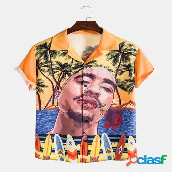 Mens Funny Character Holiday Coco Impresso Camisas de manga