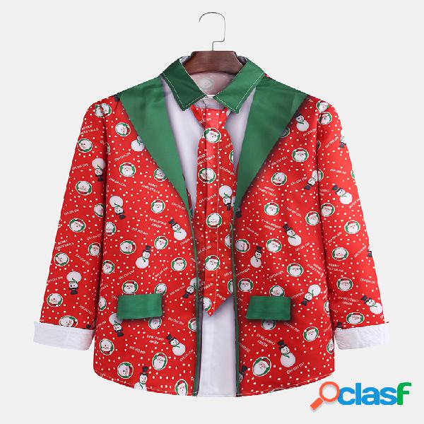 Mens Funny Christmas Papai Noel Snow Men Tie Suit Impresso