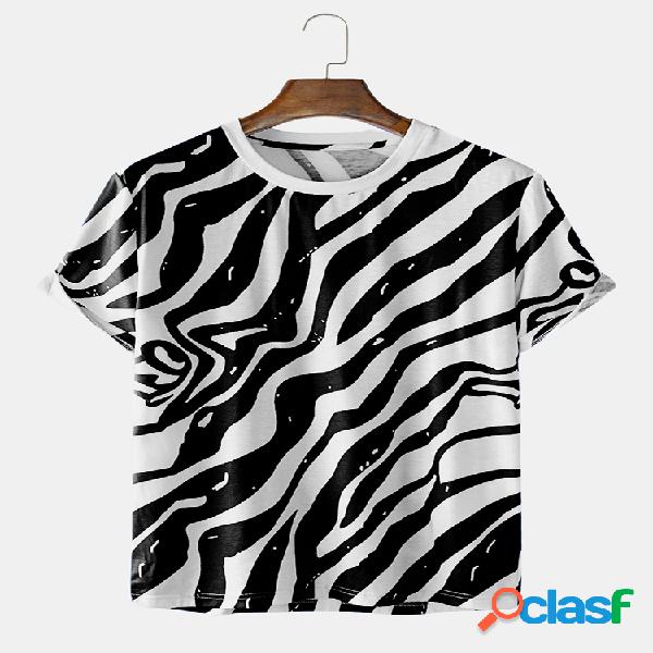 Mens Funny Zebra T-shirt listrado de manga curta T-shirts
